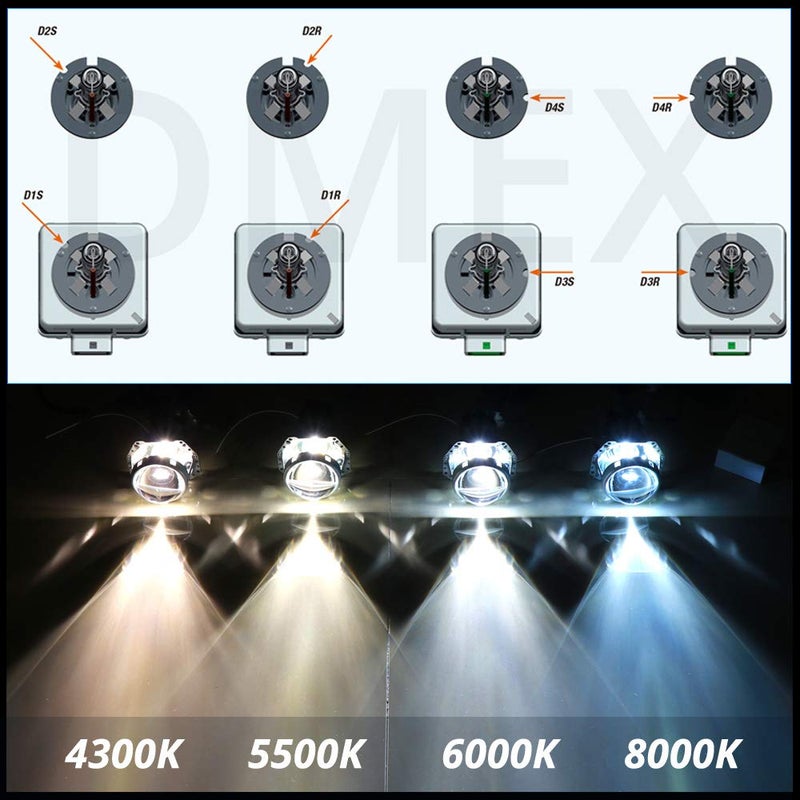 DMEX مصابيح أمامية DMEX D2S HID زينون 35 واط بديل 85122 66240 66040 66240CBI - عبوة من 2، 8000 كيلفن أبيض أزرق - Image 4